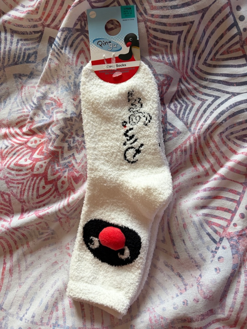Pingu Cozy Penguin Face fuzzy  Socks